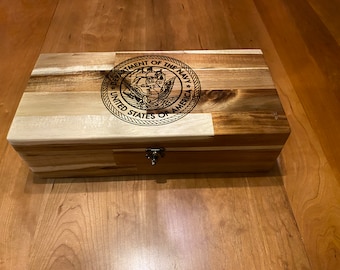 Butcher Block Counter Top NAVY Keep Sake Box (In Stock)