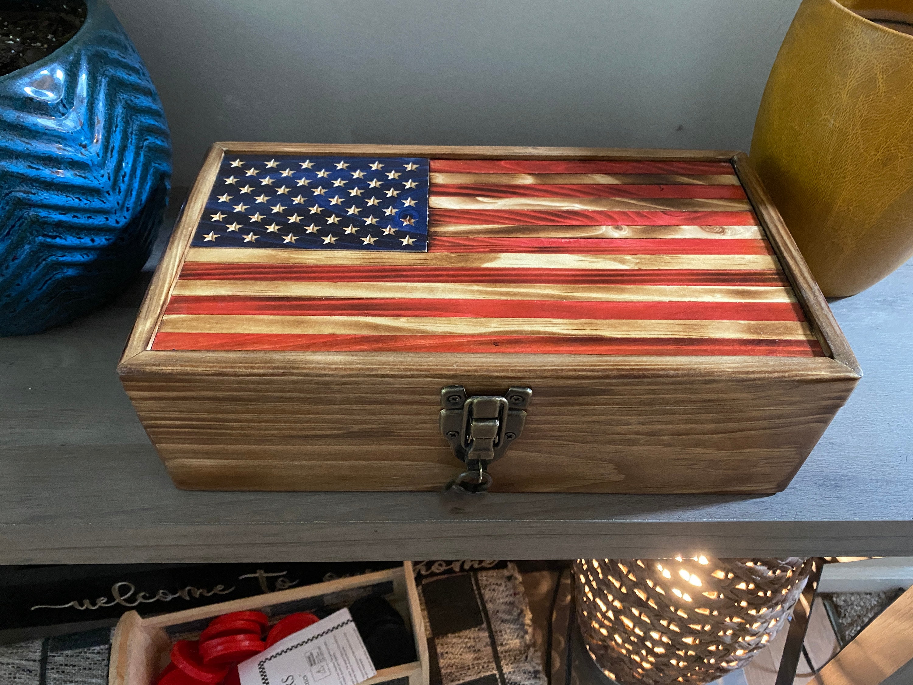 American Flag Inspired Decorative Storage Box - Set of 3 or 1 Box