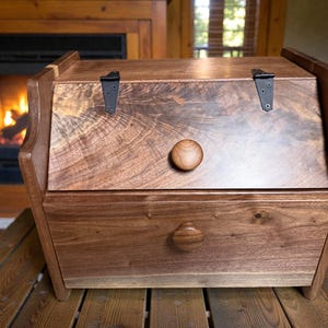 Handcrafted Solid Walnut Bread Box – Natural Kitchen Storage bild 5