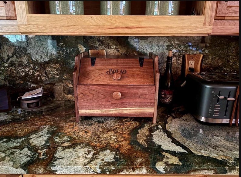 Handcrafted Solid Walnut Bread Box – Natural Kitchen Storage bild 12