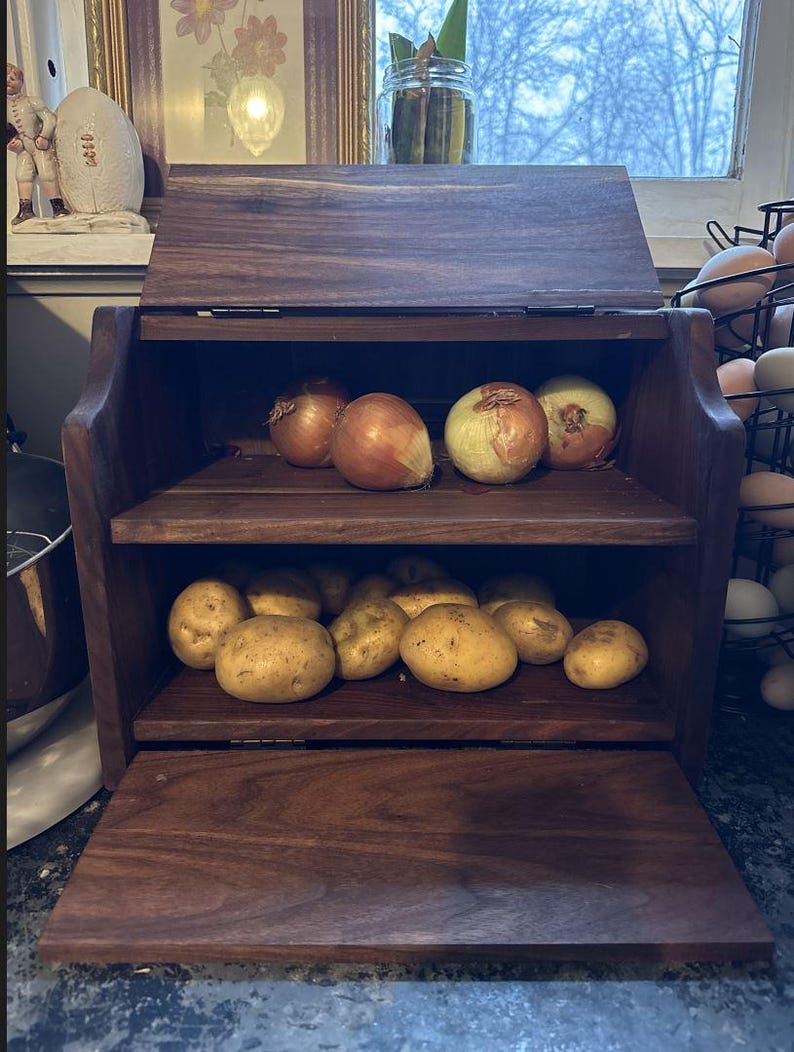 Handcrafted Solid Walnut Bread Box – Natural Kitchen Storage bild 10
