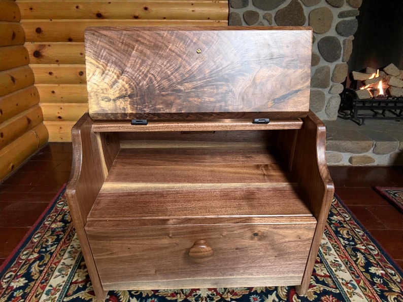 Handcrafted Solid Walnut Bread Box – Natural Kitchen Storage bild 6