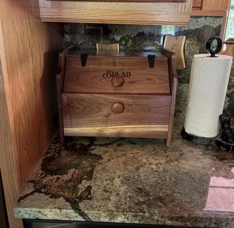 Handcrafted Solid Walnut Bread Box – Natural Kitchen Storage bild 11