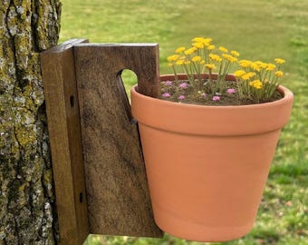 6" Hanging Wooden Single Clay Pot Hanger - Rustic Home Decor