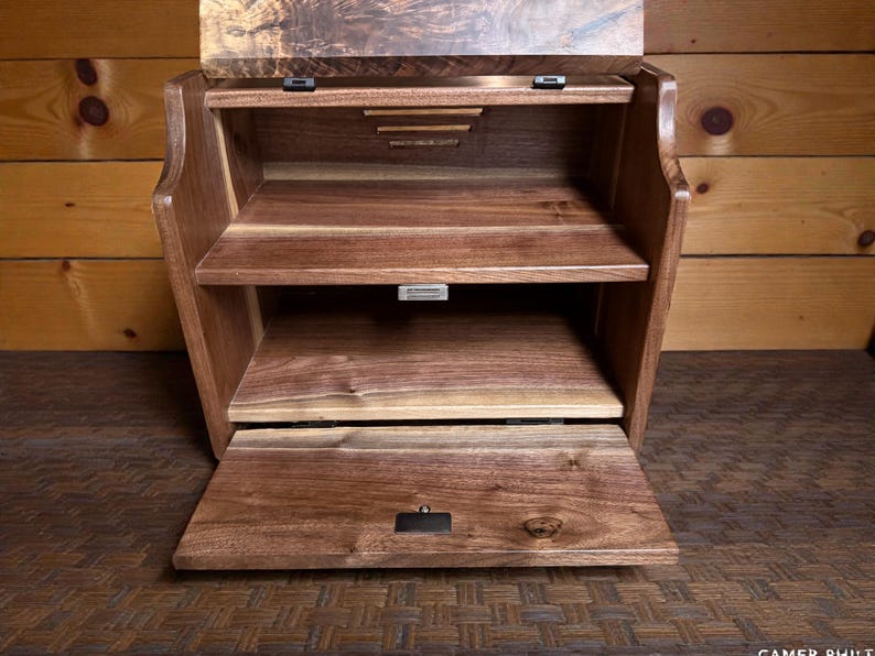 Handcrafted Solid Walnut Bread Box – Natural Kitchen Storage bild 2