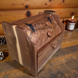 Handcrafted Solid Walnut Bread Box – Natural Kitchen Storage bild 8