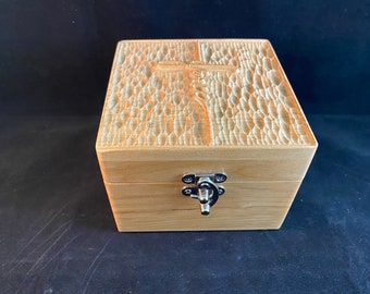 Solid cherry , CNC Carved, Grace keepsake / Jewelry box (In Stock)