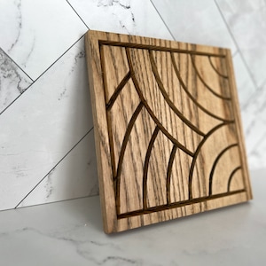Geometric Arches Wooden Trivet: Hardwood Dining Table Protector