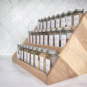 Wood Spice Rack – 2 Size Options – Spice Storage – Spice Shelf – Spice Jar Organization – Kitchen Organization - 50+ Colors