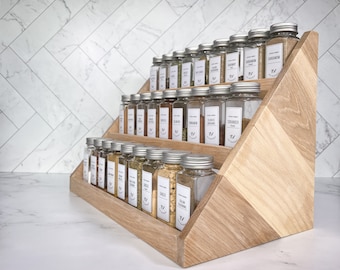 Wood Spice Rack – 2 Size Options – Spice Storage – Spice Shelf – Spice Jar Organization – Kitchen Organization - 50+ Colors