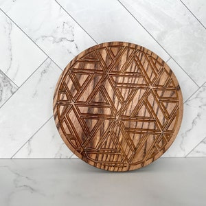 Handmade Wood Trivet: Geometric Pattern, Dining Table Centerpiece