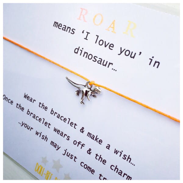 Wishing Bracelet 'ROAR means i love you in Dinosaur' Wish Bracelet Gift, personalised gift, dinosaur gift bracelet, birthday present gift