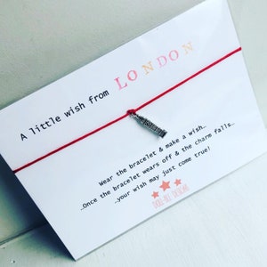 Wishing Bracelet 'A little wish from London' Wish Bracelet Gift