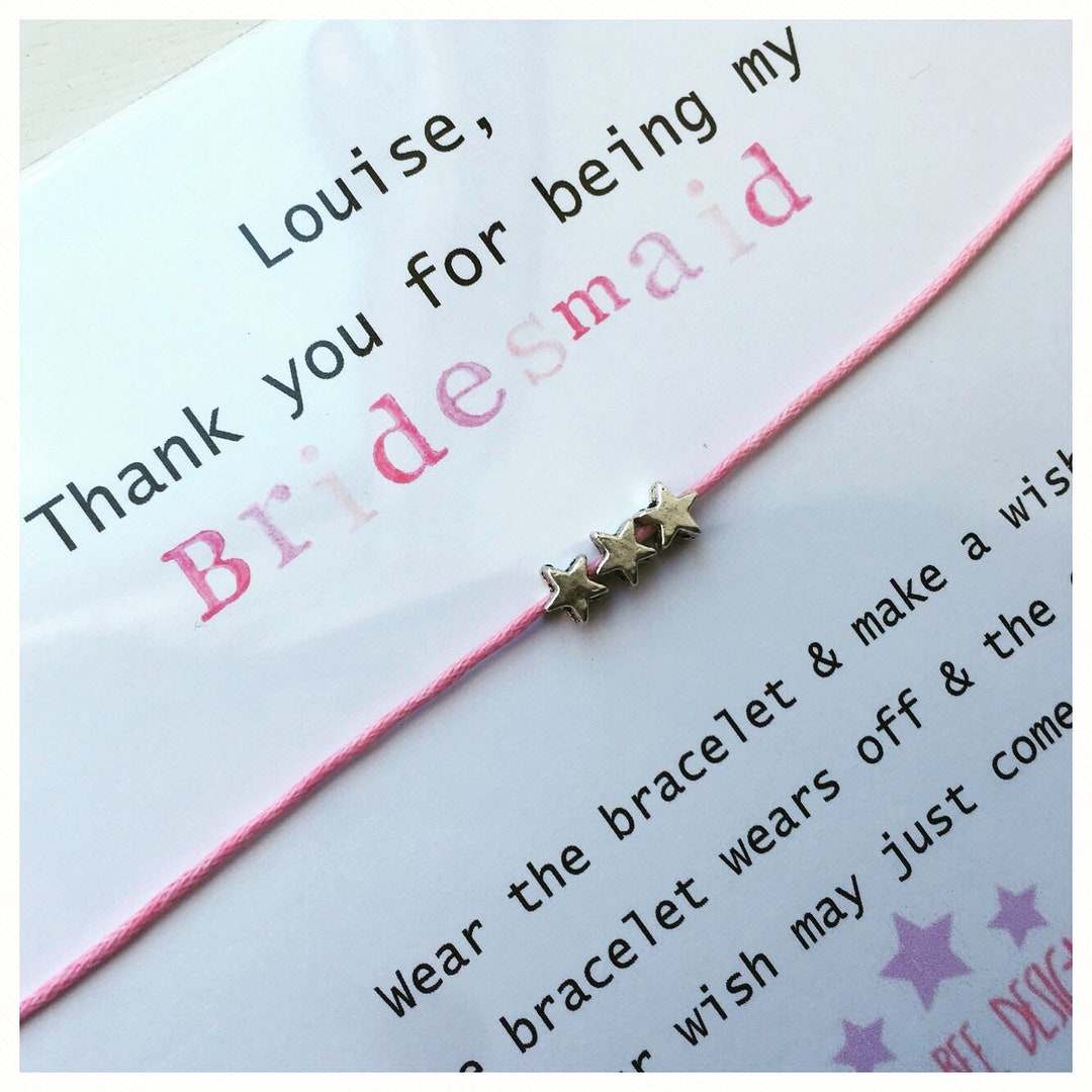 Wishing Bracelet 'thank You for Being My Bridesmaid' Wish Bracelet Gift Etsy