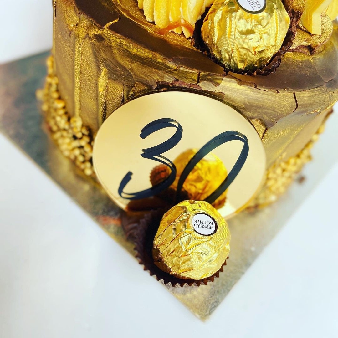 Personalised Acrylic Metallic Mirror Cake Cupcake Topper Disc Birthday ...