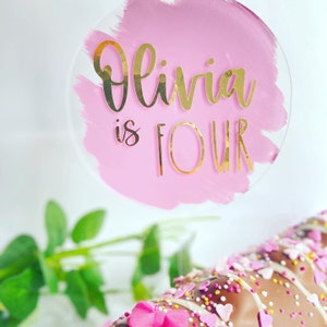 Personalised Acrylic Cake Topper Hand Painted Birthday Cake Decoration Celebration Anniversary Baby Shower Hen Party Congratulations Paddle