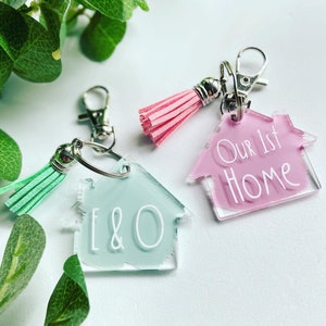 Personalised House Acrylic Keyring New Home Gift Anniversary Birthday Congratulations Celebration