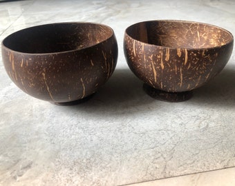 Eco friendly set of 2 coconut shell bowls 100% natural beautiful Indian Coconut eco friendly repurposed sustainable bowls Coconut shell