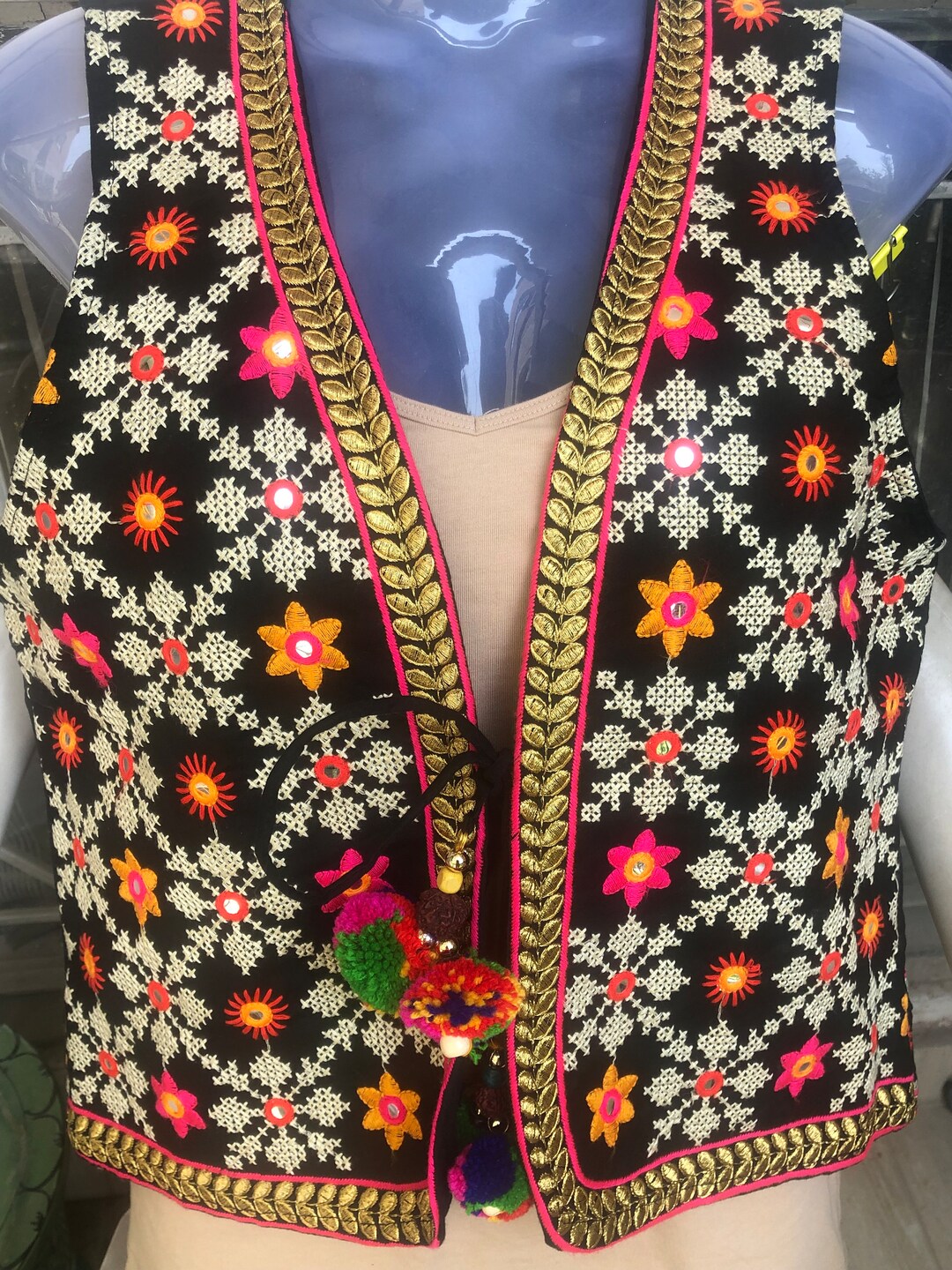 Indian Embroidery Vest Pakistani Vest Afghan Jacket Sleeveless