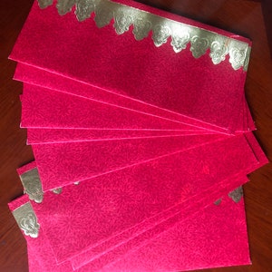 Rode traditionele Indiase enveloppen set van 10 Indiase rode en gouden shagun-enveloppen voor bruiloft/diwali/bruidsfeest/eid/babyshower/contant cadeau
