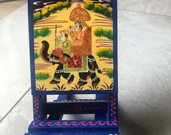 Indian mini Rajasthani chair phone stand remote stand cute miniature hand painted intricate colorful cultural chair wood chair gift for her