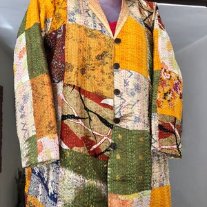 Indian Kantha Kanta Jacket Shirt patchwork sari upcycled recycled button up silk jacket patch work colourful kanta kantha ethnic jacket