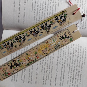 Palm leaf bookmark Set of 2 colorful hand painted Indian Orissa tala patachitra Patachitra bookmark finely handmade book lover gift for her