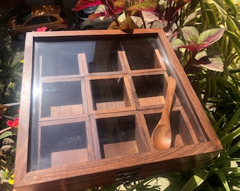 Wood Wooden masala unique spice wood box wood ethnic traditional Indian spice or jewellry holder India unique Gift for her/Gift for Him