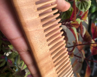 Neem wood hair comb large brush Indian traditional hair styling curly/wavy hair neem Indian Ayurveda hair massage hair growth comb brush