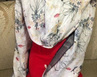 Pañuelo de lino indio impreso digital dupatta lino algodón tradicional étnico floral inspirado en la bufanda / estola / dupatta / chunni / envoltura / regalo para ella
