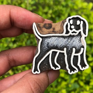 Blocco/timbro tradizionale indiano in legno a forma di piccolo cane, per ceramica, pittura su tessuto, fabbricazione di candele, henné e sapone.