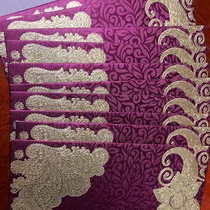 Set van 10 enveloppen. Goud en kastanjebruin Indiase etnische geldhouder/shagun-envelop/contante cadeauhouder Eid-bruiloft/diwali/holi/verjaardag