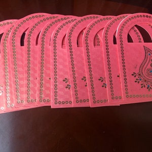 Juego de 10 sobres Shagun indios ambi en rosa y dorado con asa para efectivo, ideales para bodas, Diwali, Holi, despedidas de soltera, Eid y eventos pakistaníes.
