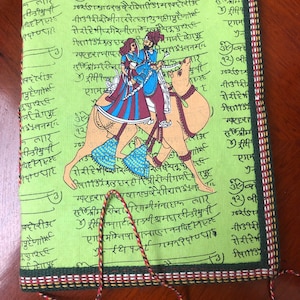 Indisches Notizbuch Notizbuch Handgemalt Om Camel Paisley Tuch Journal Handarbeit Papier Krawatten/Meditation/Selbstpflege/Yoga