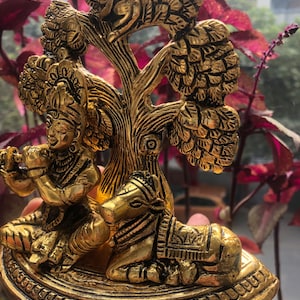 1 Statue. Lord Krishna cow spirituality peace Hindu Indian statue for home decor/Gift for Her/Lord Krishna/Krishna/Feng Shui for your home