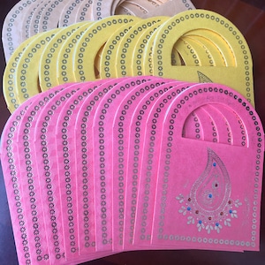 Set van 30. Enveloppen voor geld / shagun Indiaas roze / geel / beige Cash holder / gift / bruiloft / Diwali / Aziatisch / geld envelop / Eid / shaadi / aziatisch
