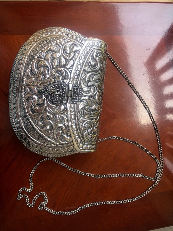Brass Pillow Purse Long Chain Cross Strap Unique Small Purse Copper Gold Metal  Purse Velvet Interior - Etsy India