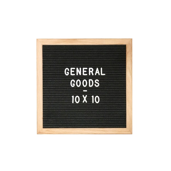 Letter Board & Letter Set with Oak Frame, Black Felt, 10X10 inches