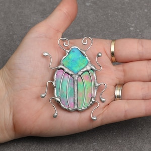 Beetle Brooch | Iridescent Bug Brooch | Jewel Beetle Brooch | Stained Glass Brooch | Insects Jewelry | Art Deco Brooch | Statement Brooch |