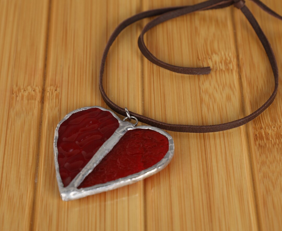 Stained Glass Charm Stained Glass Heart Heart Charm Car Etsy