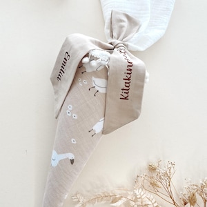 Sac pour frères et sœurs, sac de garderie, sac de maternelle en mousseline de coton avec oie/cygne