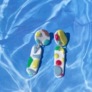Polymer Clay Hypoallergenic Trendy Summer Slab Dangle Earrings ovals