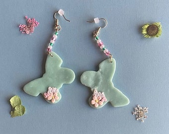 Polymer Clay Hypoallergenic Trendy Spring/Summer Butterfly Dangle Earrings