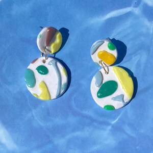 Polymer Clay Hypoallergenic Trendy Summer Slab Dangle Earrings circles