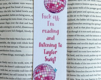 Reading and Listening to Tswift Linen Bookmark
