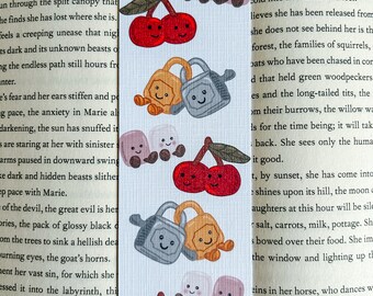 Amuseable Locks Marshmallows Cherries Linen Bookmark- Jelly Cat Inspired