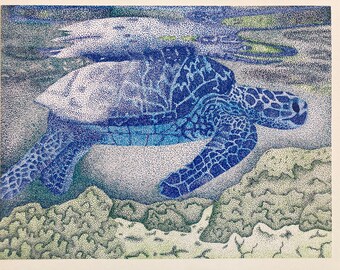 Stippled Sea Turtle Art Print