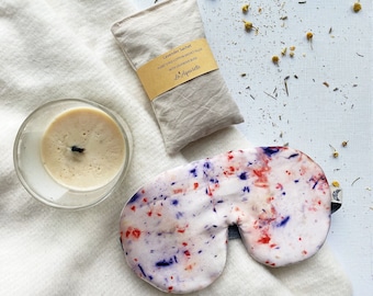 Botanical Sleep Set – Eye Mask & Lavender Sachet | Plant-Dyed, Breathable, Adjustable Elastic