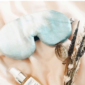 Light Indigo Sleep Mask,  Breathable, Plant-Dyed, Adjustable Elastic, Organic Cotton, Bamboo Silk, or Pure Silk