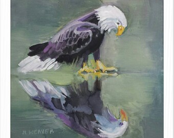 Eagle Reflections Original Watercolor Painting